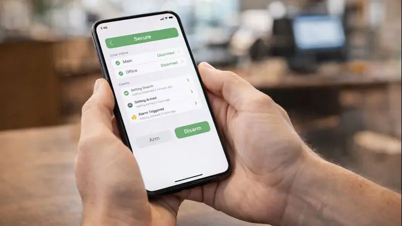 Alarm mobile app interface