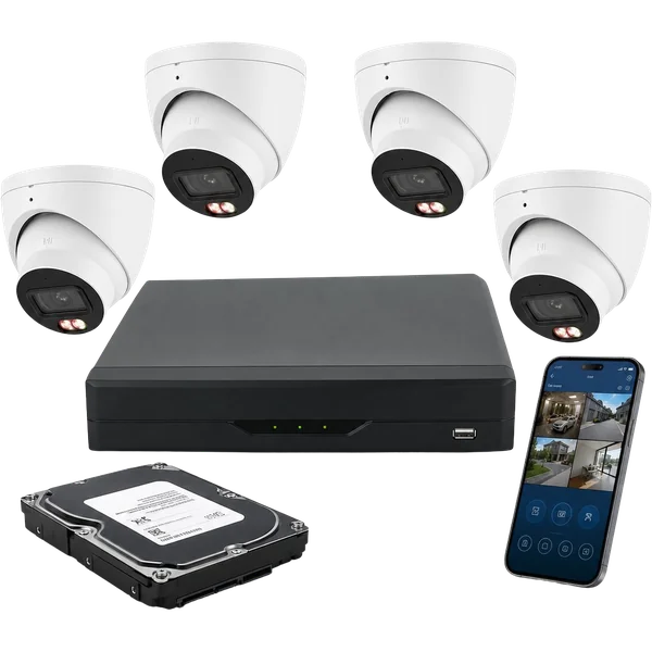Dahua 8MP 4K commercial CCTV kit, 4 cameras with NVR and hard drive